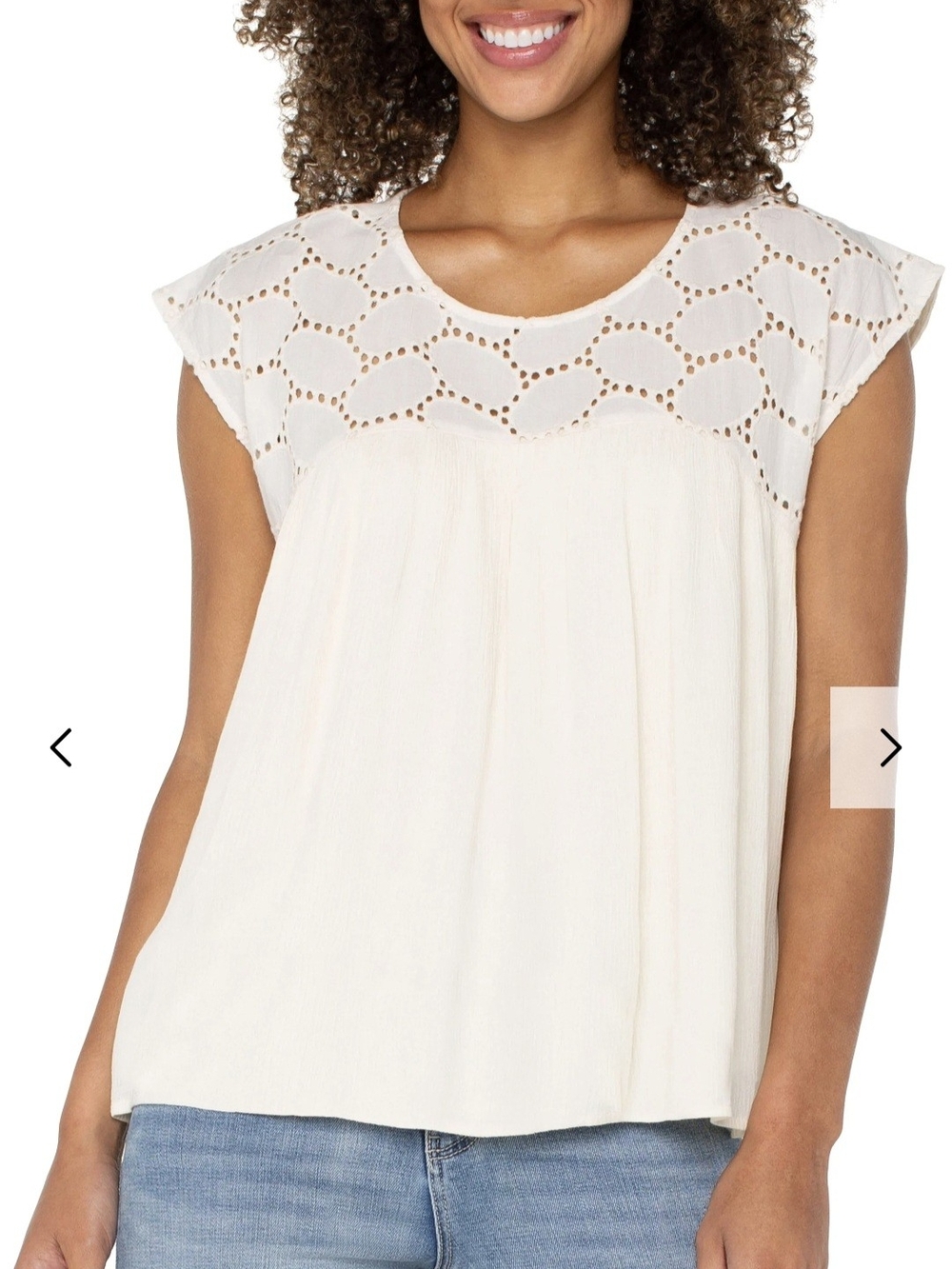 Liverpool Short Sleeve Dolman Eyelet Top, Size XL